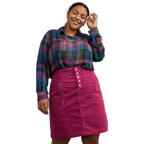 Anthropologie Pilcro Talia Corduroy Mini Skirt, Women's, Size 8, Raspberry - Picture 1 of 6